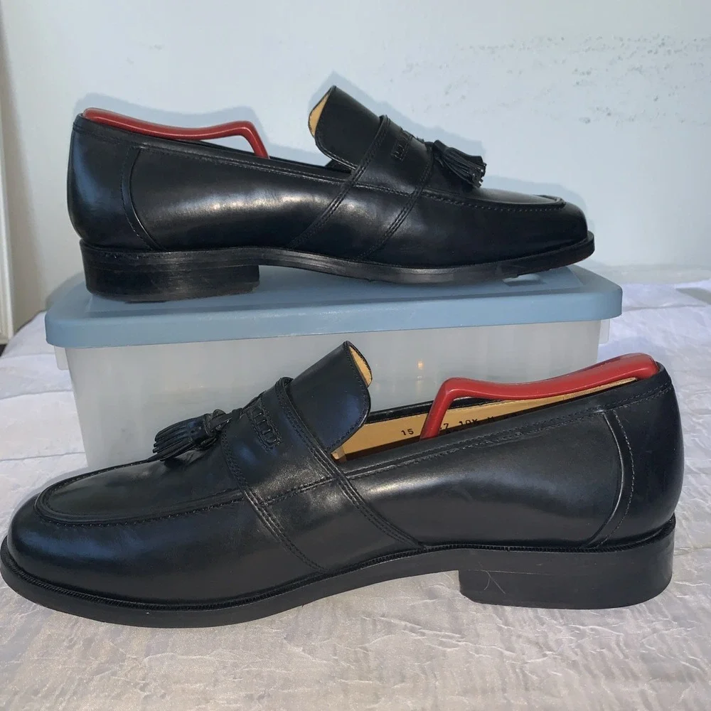 Johnston & Murphy Handcrafted Men's Tassel Loafers Shoes Size 10 1/2M Black